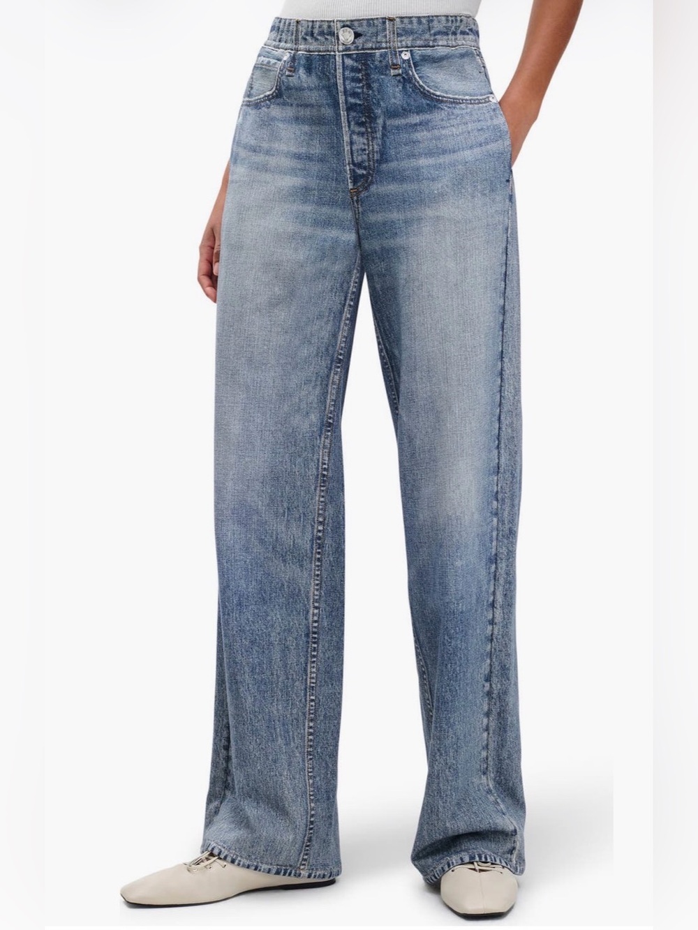rag & bone Miramar Pull On Wide Leg Cotton Terry Sweat pant Jeans